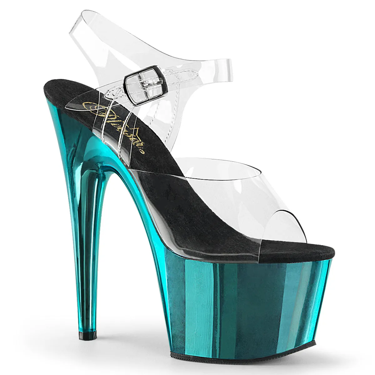 Adore-708 Turquoise Chrome, 7" Heels