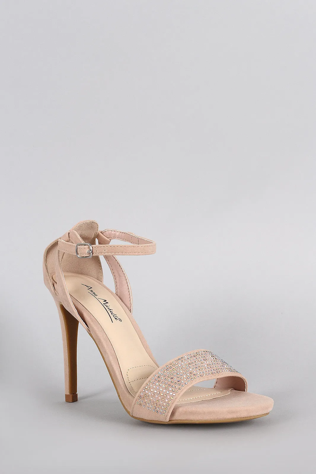 Anne Michelle Rhinestone Ankle Strap Stiletto Heel