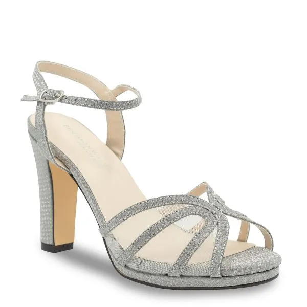 Anya Double Strap Heel | Champagne, Silver