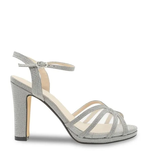 Anya Double Strap Heel | Champagne, Silver