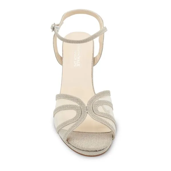 Anya Double Strap Heel | Champagne, Silver