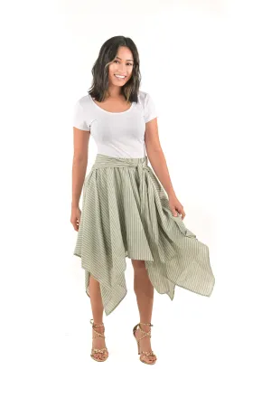 Ava Seafoam Green Wrap Linen Skirt