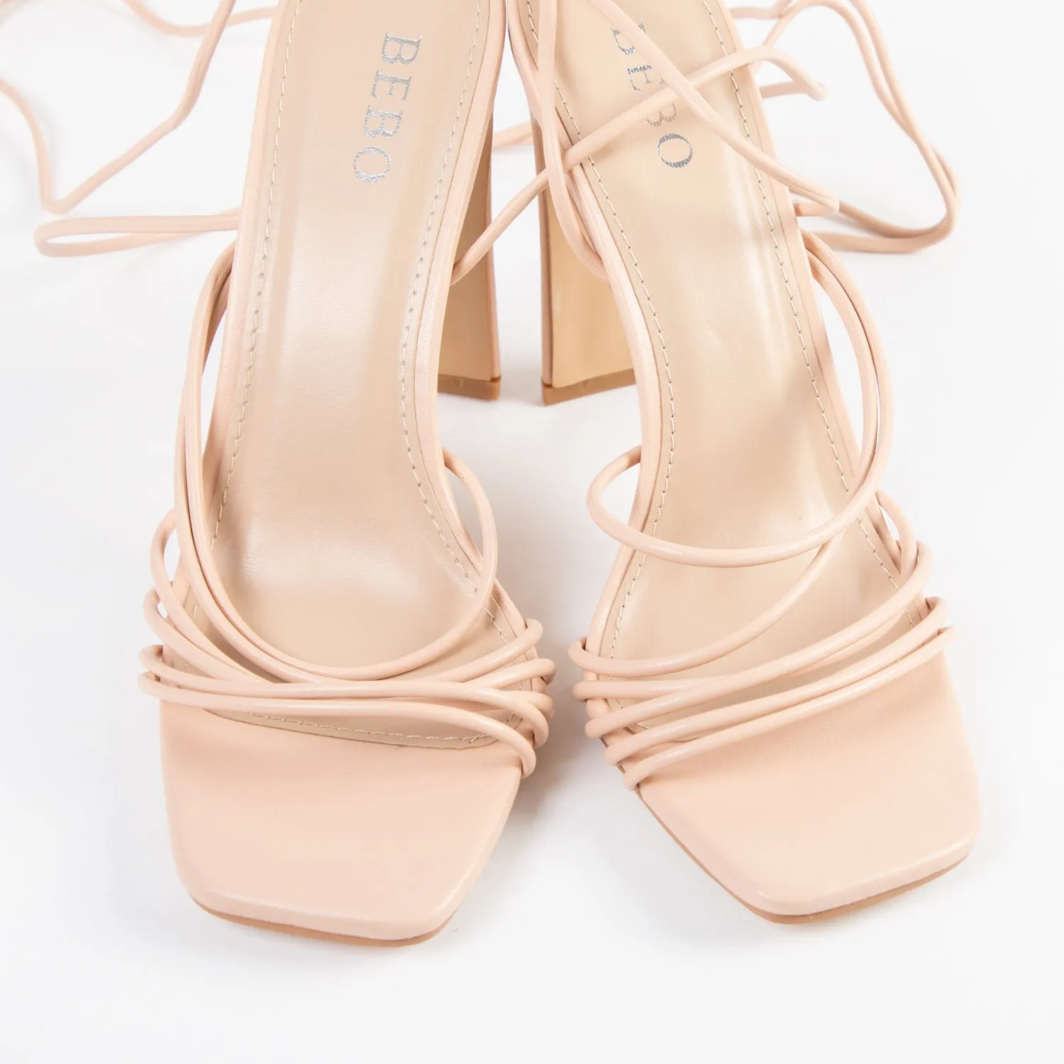 BEBO Arya Lace Up Heel in Nude