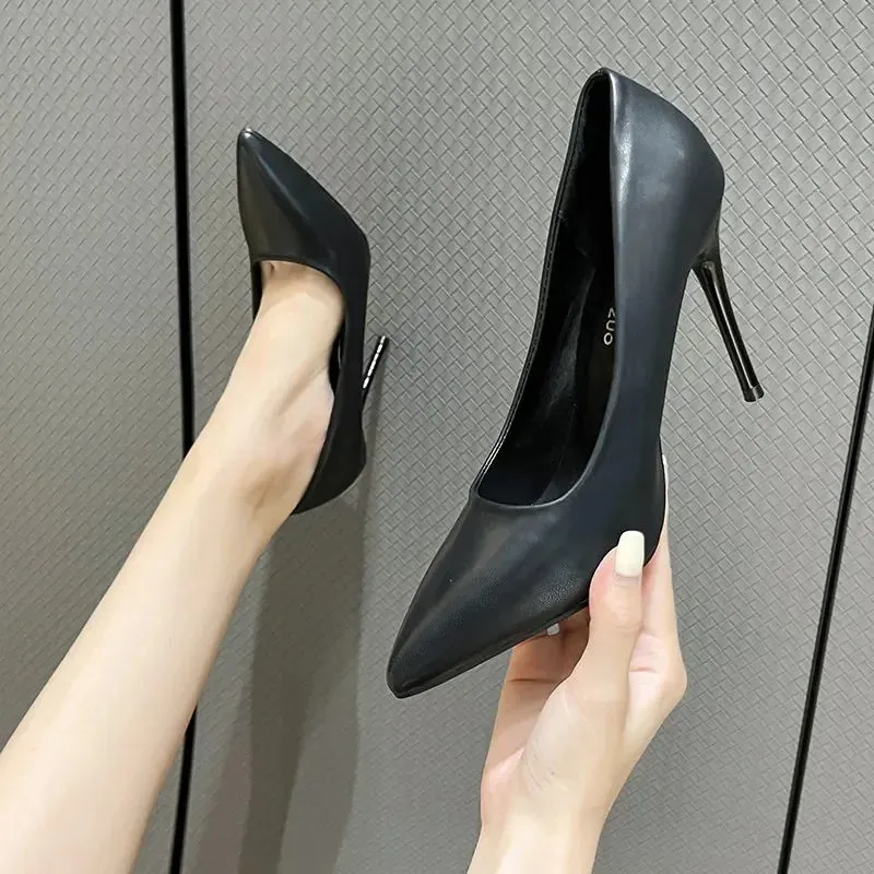 Black High Heels Stiletto Shallow Casual Shoes