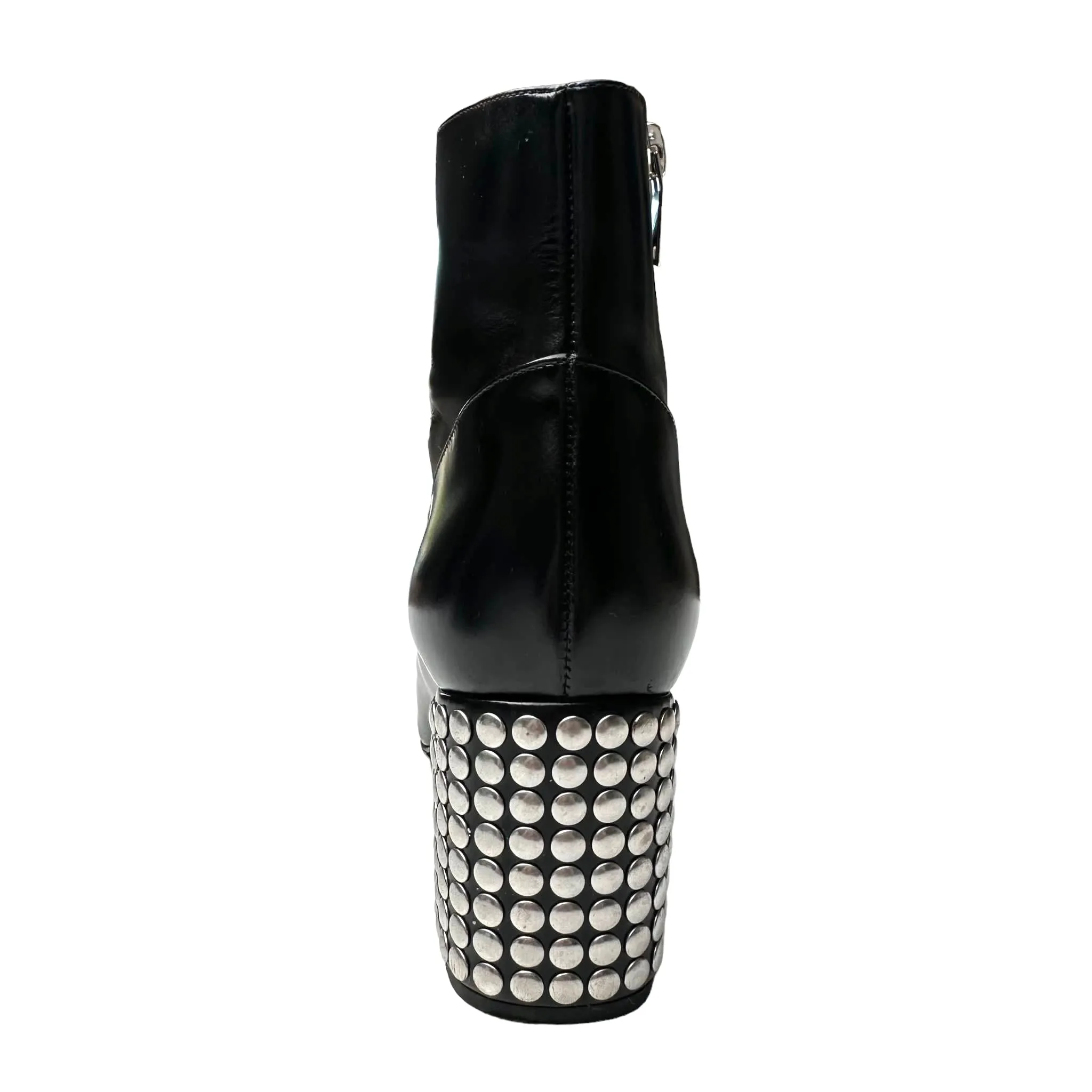 Black Studded Heeled Boots - 7.5