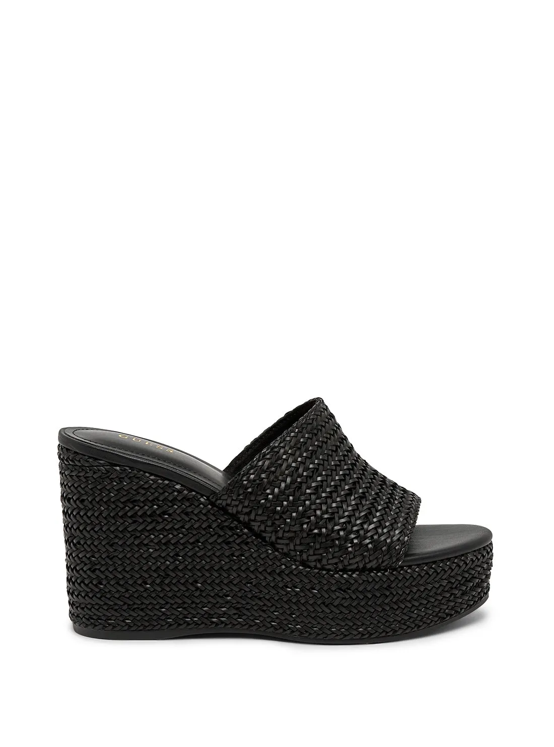 Black Yenisa Woven Wedge Sandal