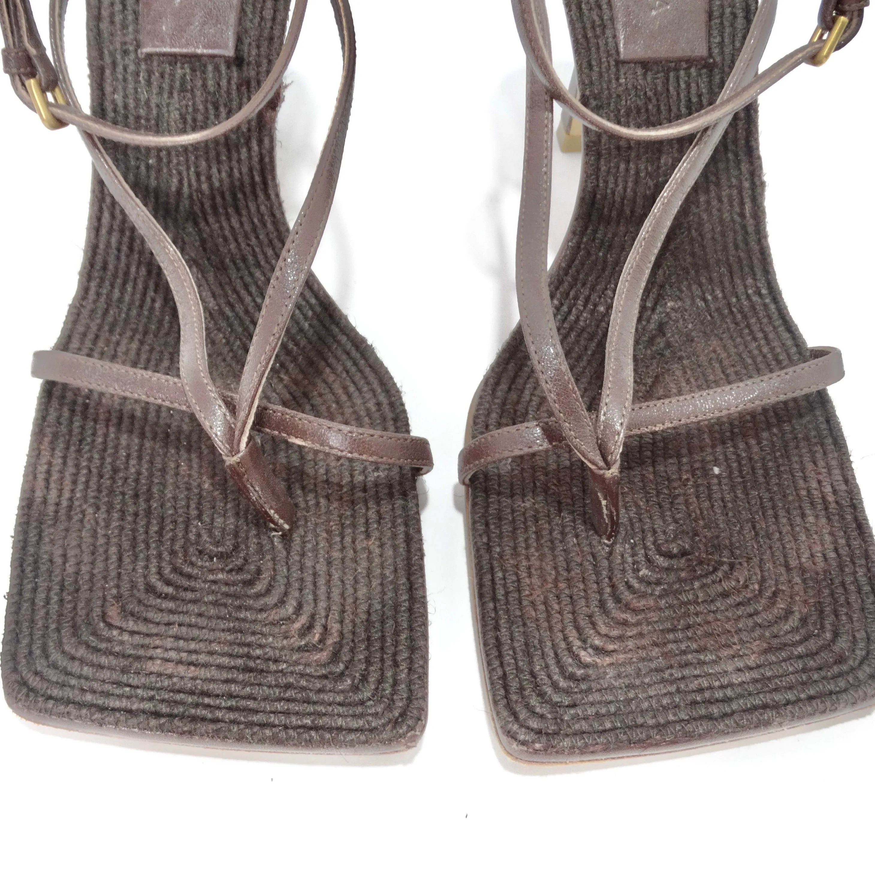 Bottega Veneta Brown Leather Square Toe Heels