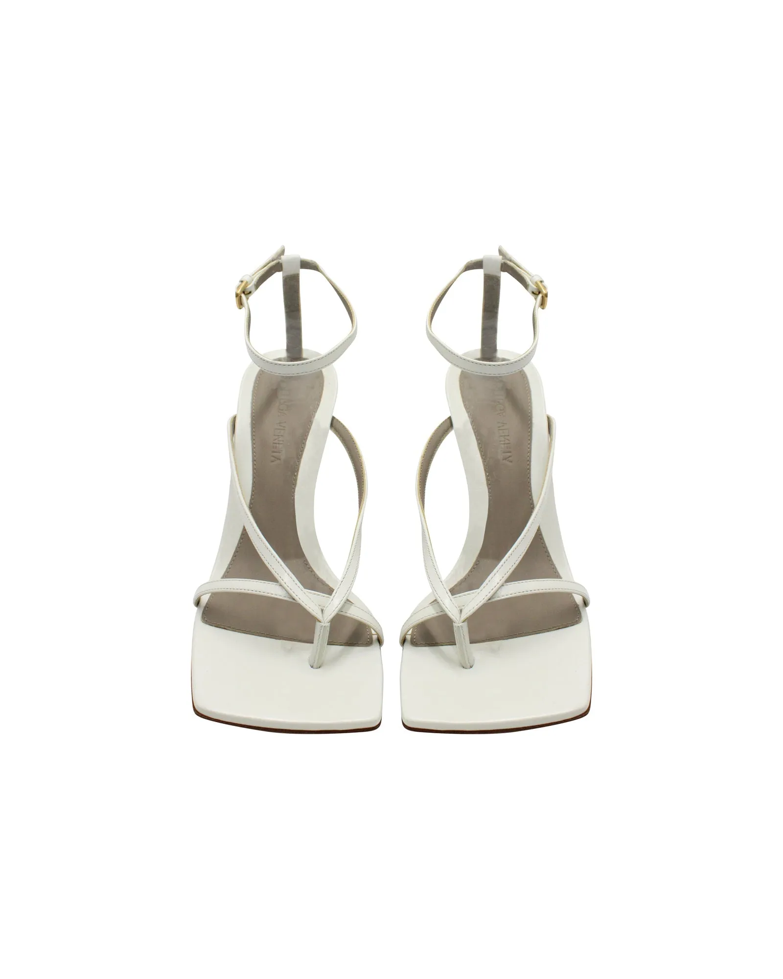 Bottega Veneta Stretch Ankle Strap Sandals in White Leather