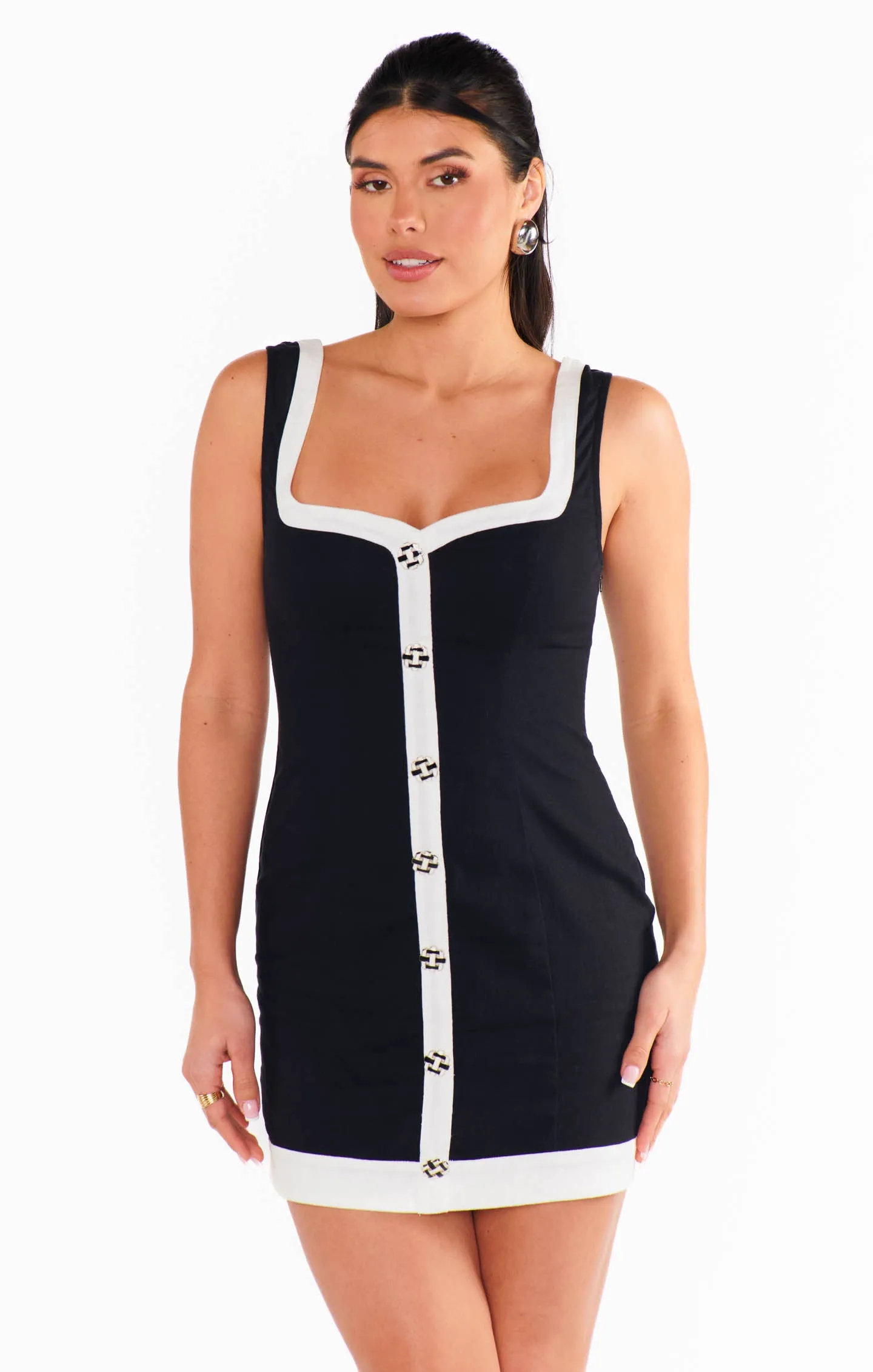 Coco Dress ~ Black and White Linen