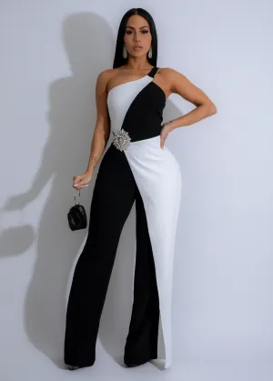 Elegance Duo Rhinestones Jumpsuit Black