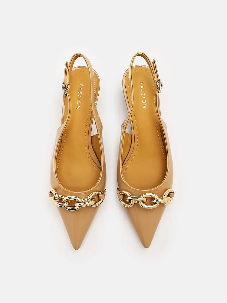 Elia Chained Leather Slingbacks