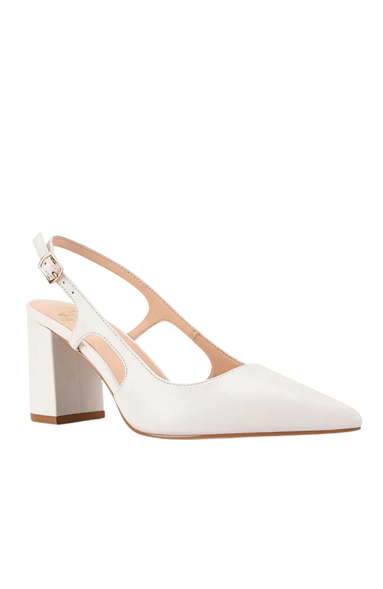 Elton Slingback Block Heels Chalk White