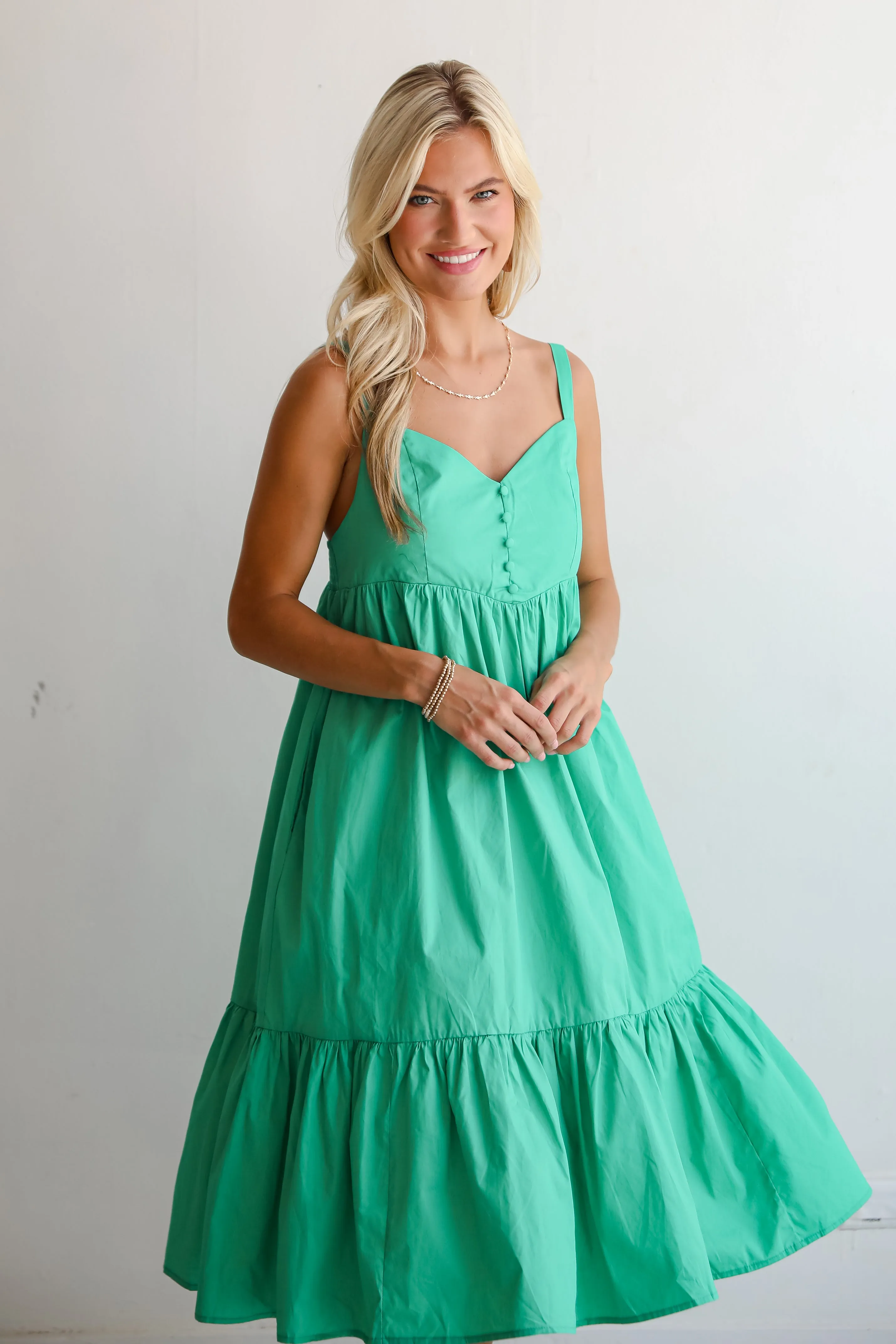 FINAL SALE - Sophisticated Influence Green Midi Dress