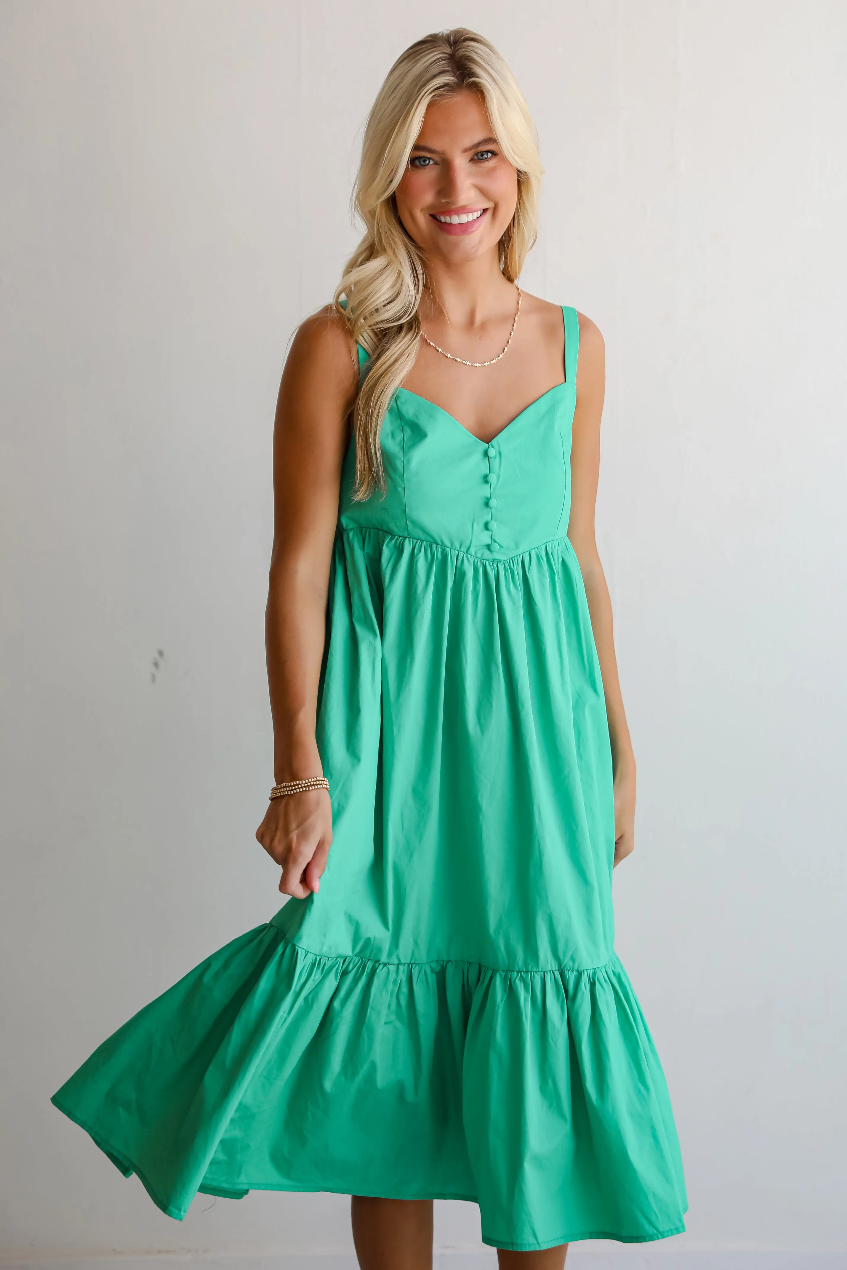 FINAL SALE - Sophisticated Influence Green Midi Dress