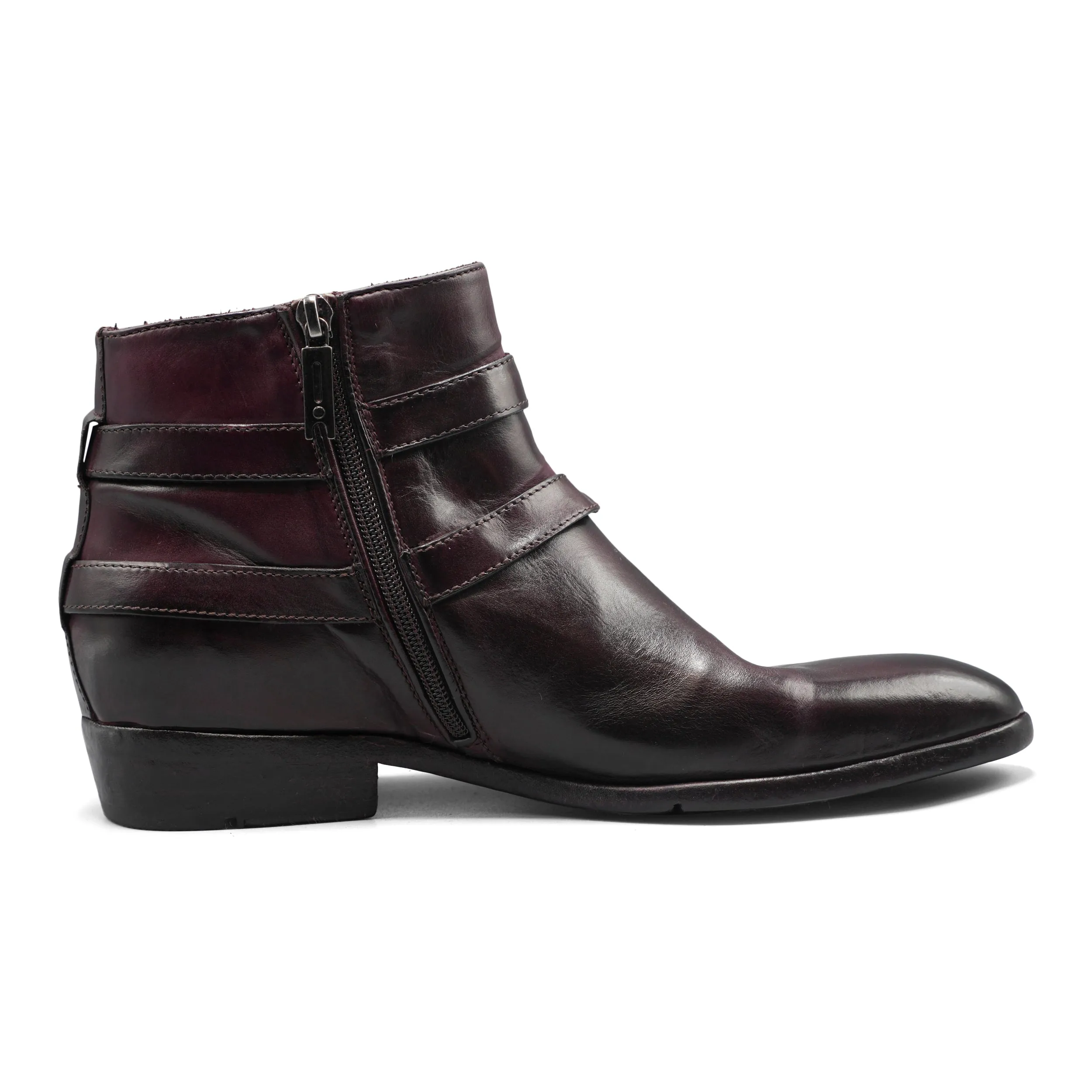 FLOR3B - Burgundy Double Strap Ankle Boot