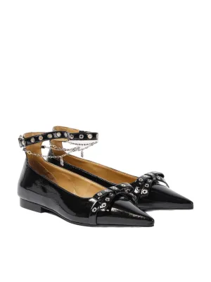 Ganni Eyelets Jewel Kitten Heel Pump Naplack