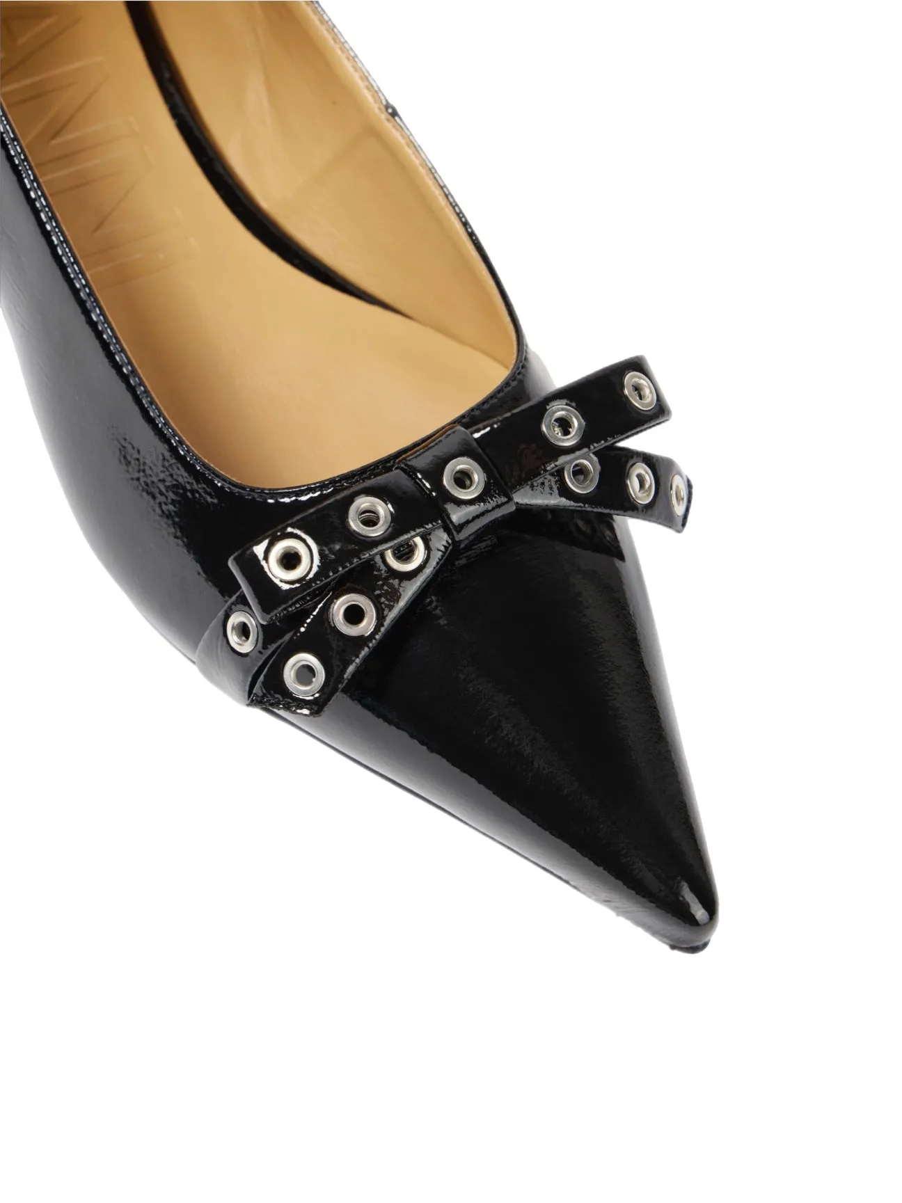 Ganni Eyelets Jewel Kitten Heel Pump Naplack