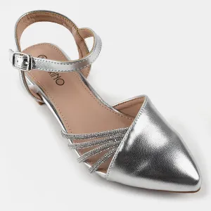 Girls Pumps Heels G363-SILVER