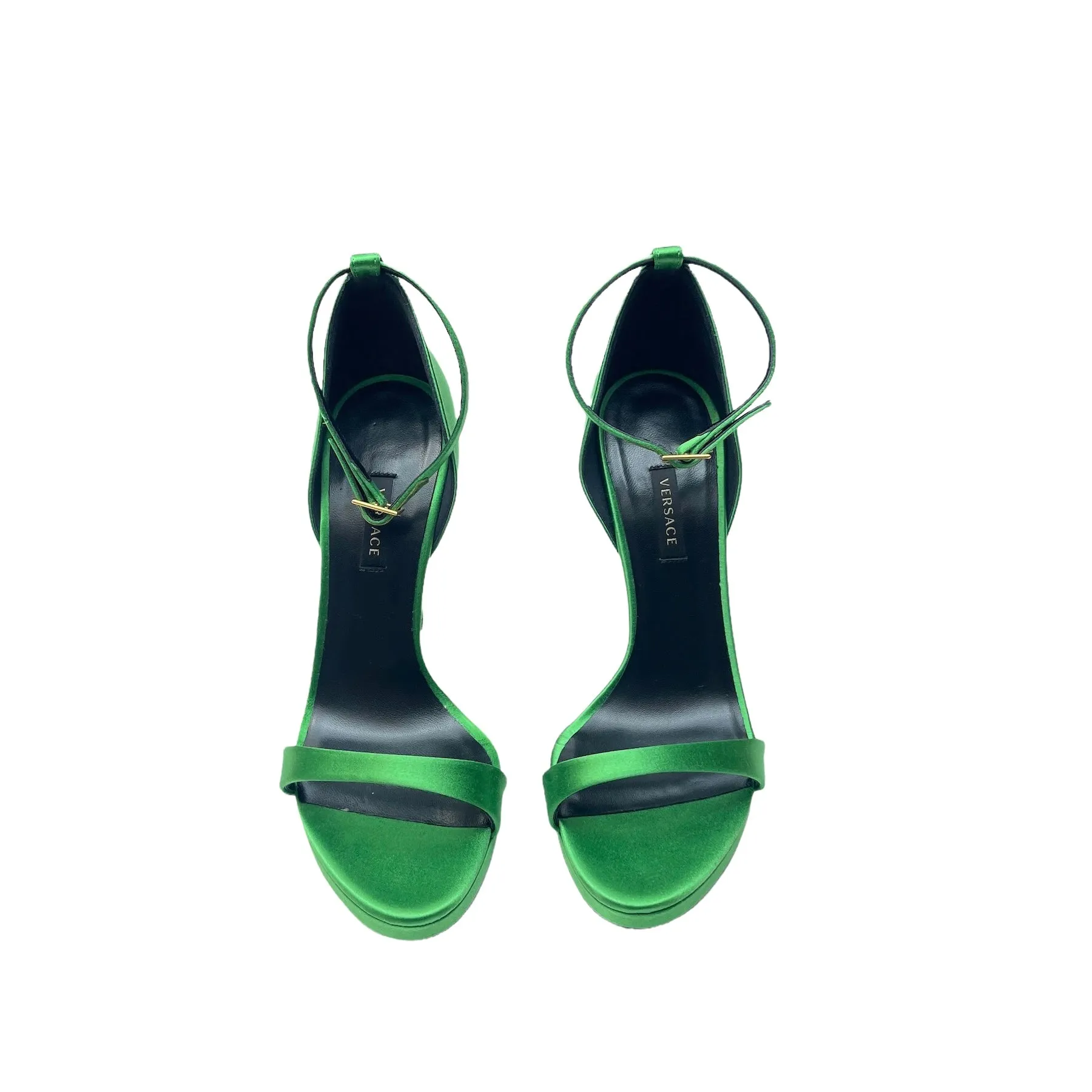 Green Satin High Heels - 9