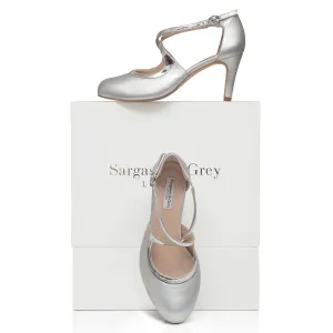 Greta Extra-Wide Fit Heels - Silver Leather