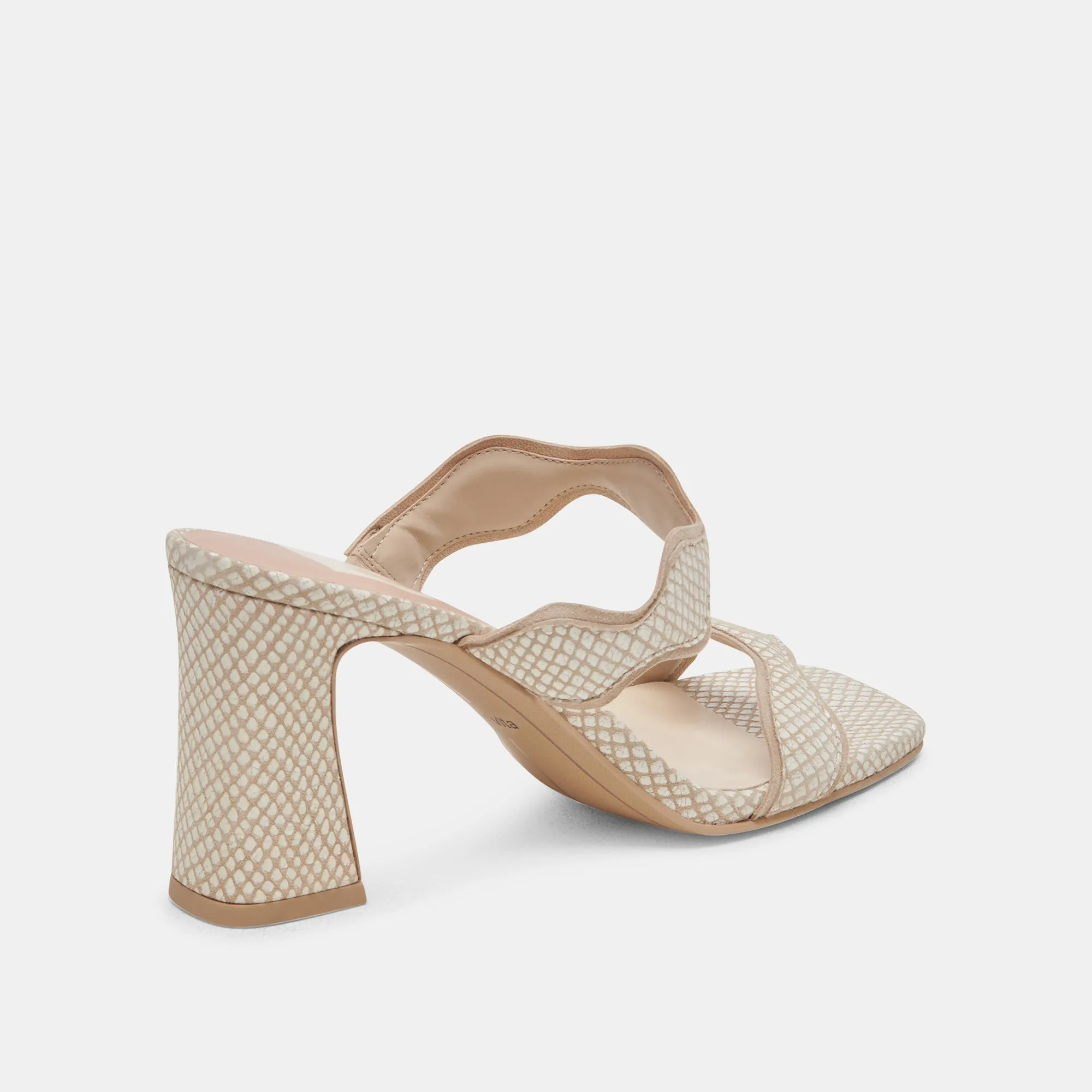 ILVA HEELS WHITE NATURAL EMBOSSED LEATHER