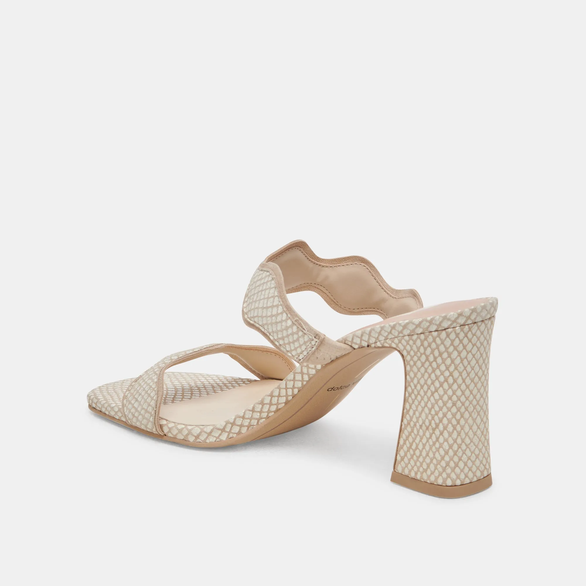 ILVA HEELS WHITE NATURAL EMBOSSED LEATHER