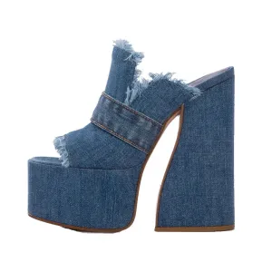 JeanJive Chunky Denim Heels