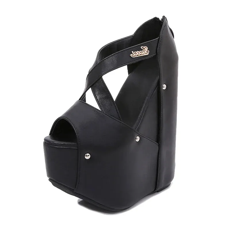 Joskaa 2024 New Chunky Platform Sandals Heels