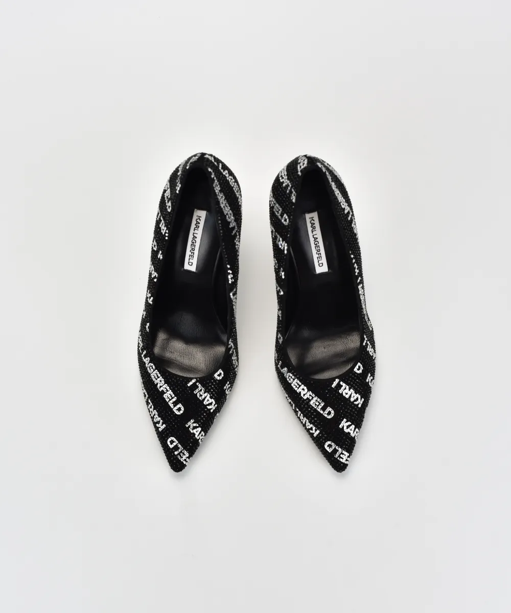 KARL LAGERFELD PANDARA II ESSENTIAL LOGO COURT HEELED PUMPS