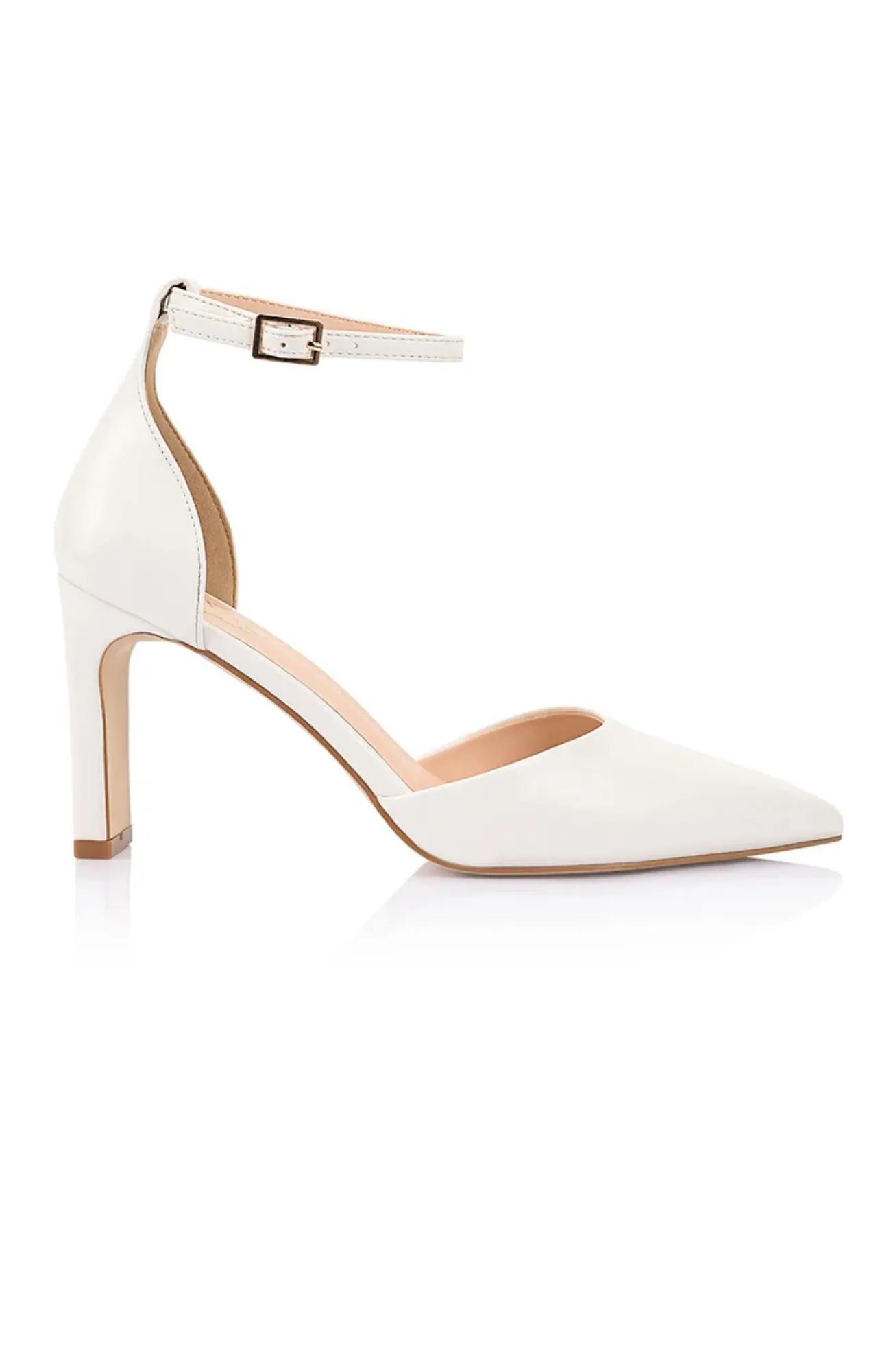 Kosta Closed Toe Block Heels Chalk White