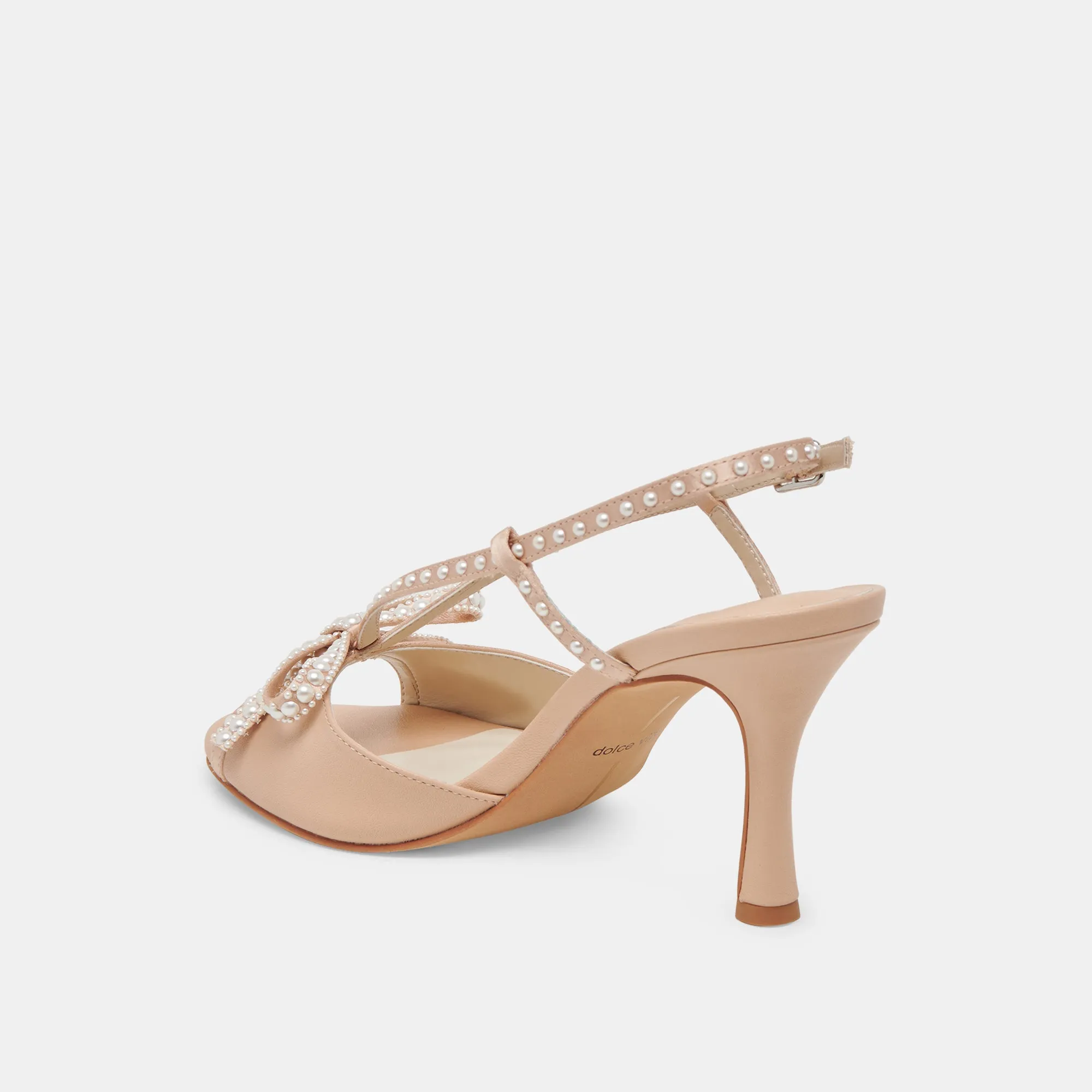 LONNY PEARL HEELS BLUSH SATIN