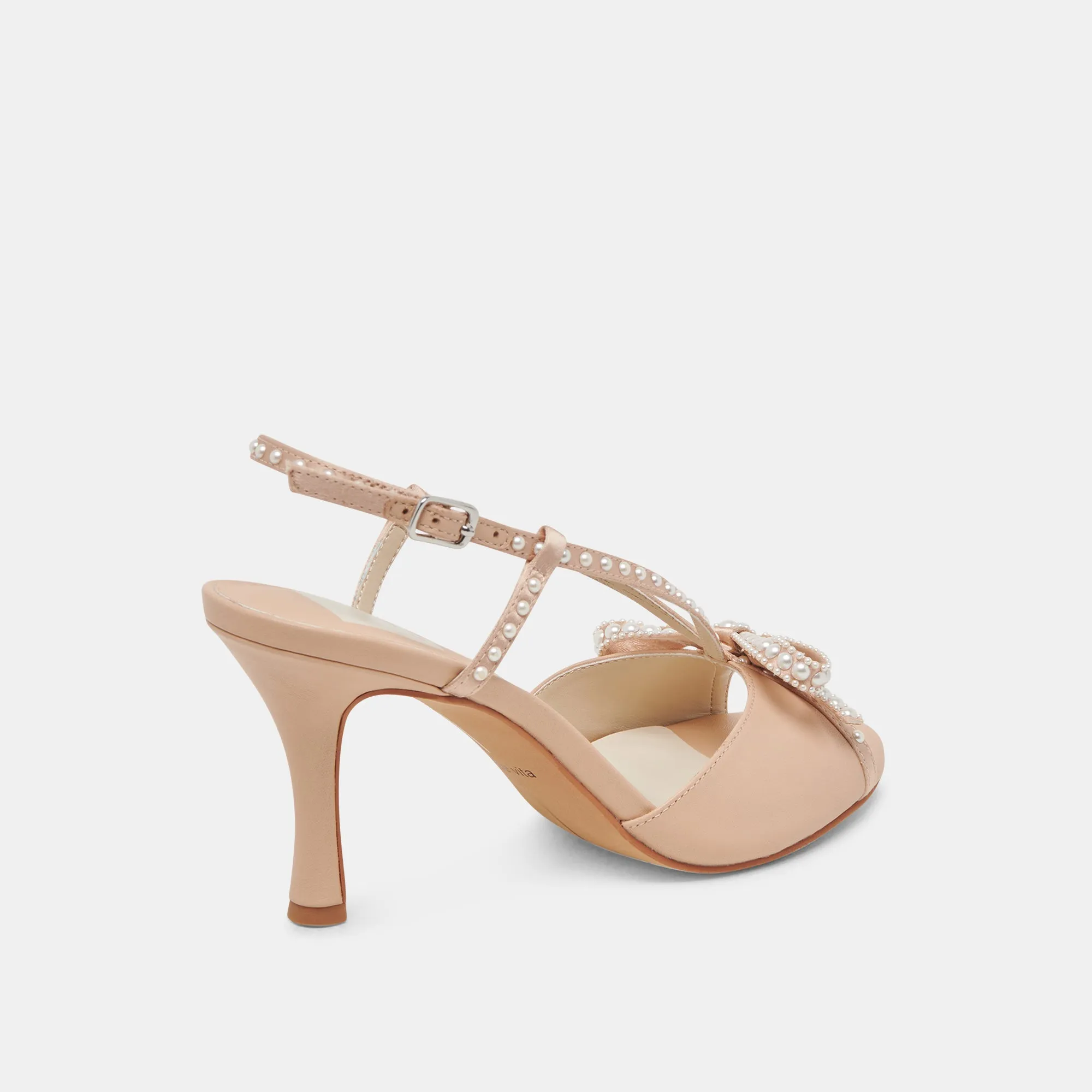 LONNY PEARL HEELS BLUSH SATIN