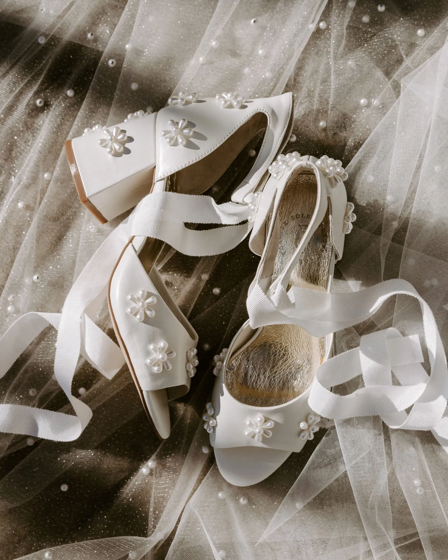 MELODY - LOW HEEL IVORY PEARL BRIDAL SHOES