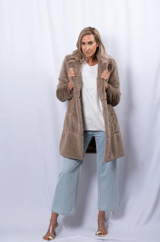 Mid-Length faux fur long coat | TYRA JACKET