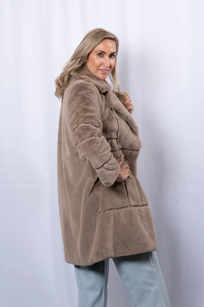 Mid-Length faux fur long coat | TYRA JACKET