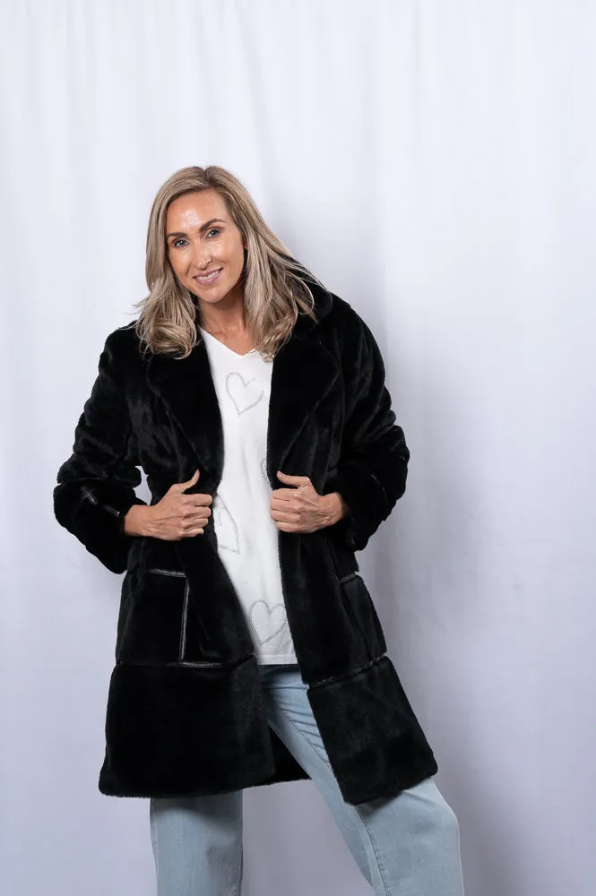 Mid-Length faux fur long coat | TYRA JACKET