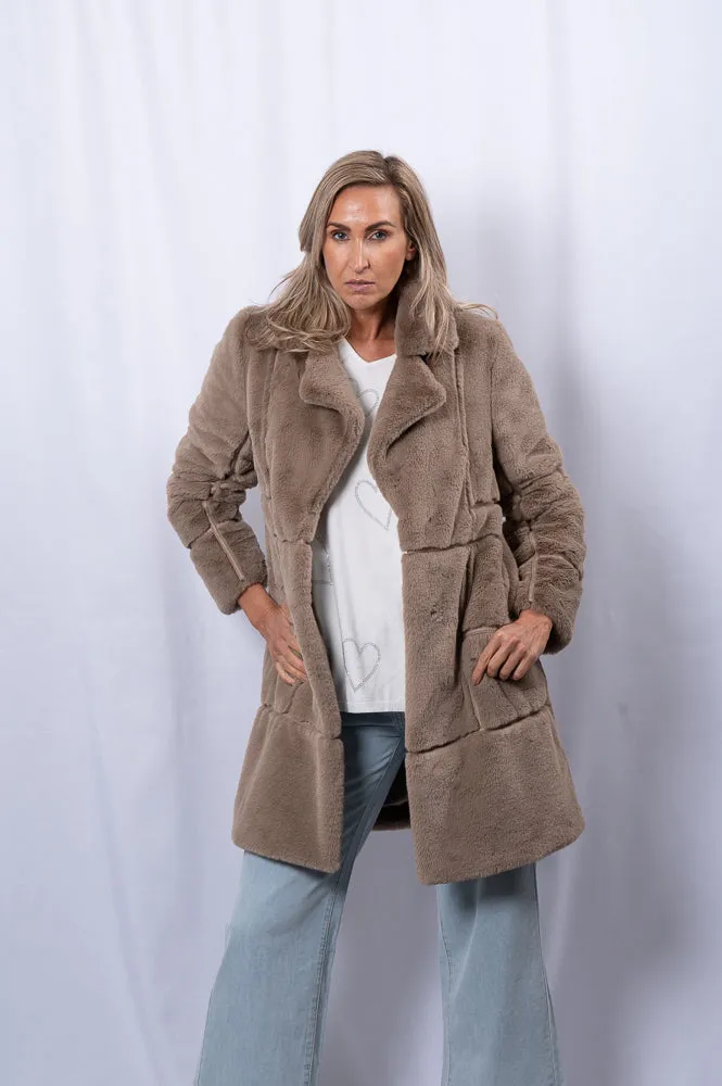 Mid-Length faux fur long coat | TYRA JACKET