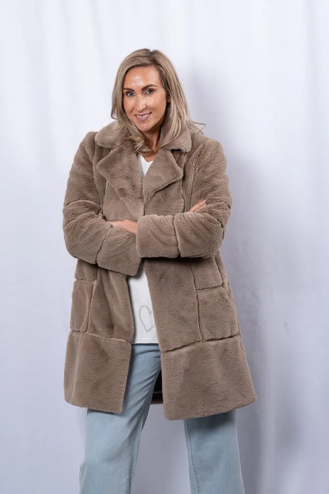 Mid-Length faux fur long coat | TYRA JACKET