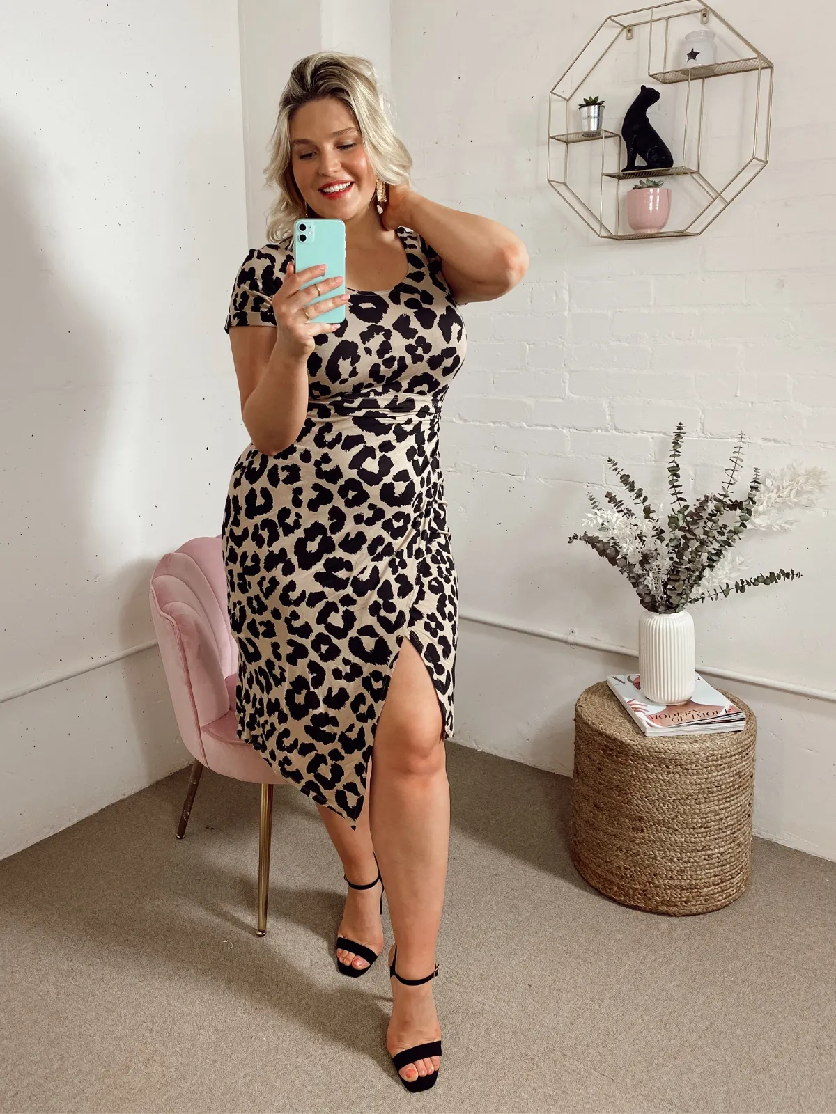 Naomi Animal Print Jersey Wrap Midi Dress