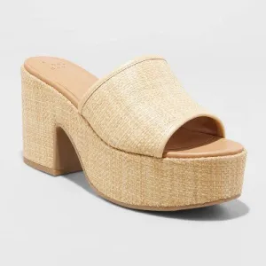 New - Women's Ricky Platform Heels - A New Day Beige 5W