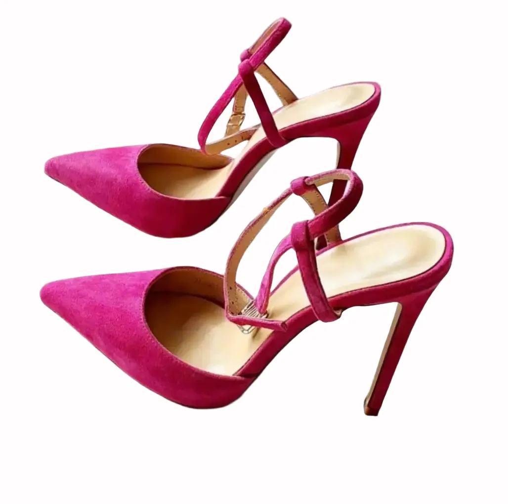 Nicika Pink Flock Slingback Sandals