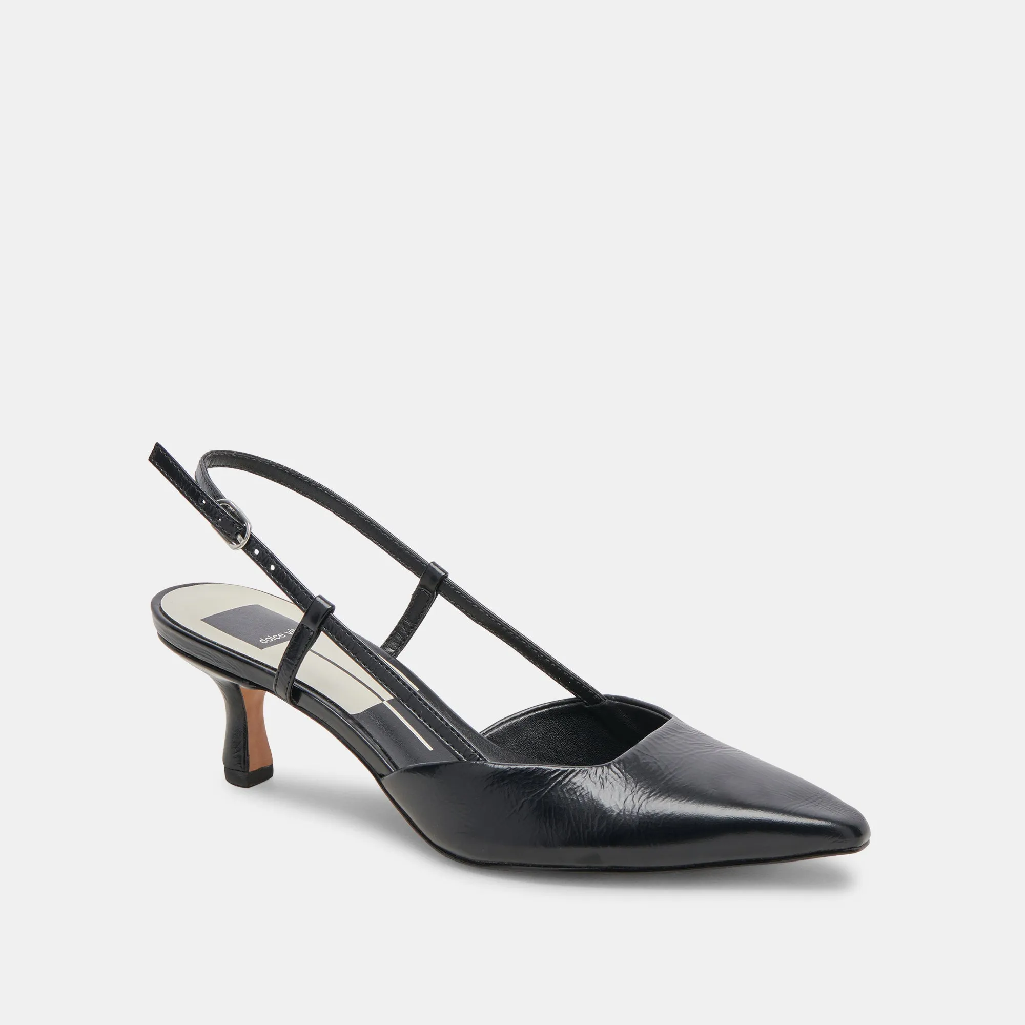 ODELA WIDE HEELS MIDNIGHT CRINKLE PATENT