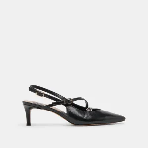 PAMLA MID WIDE HEELS MIDNIGHT CRINKLE PATENT