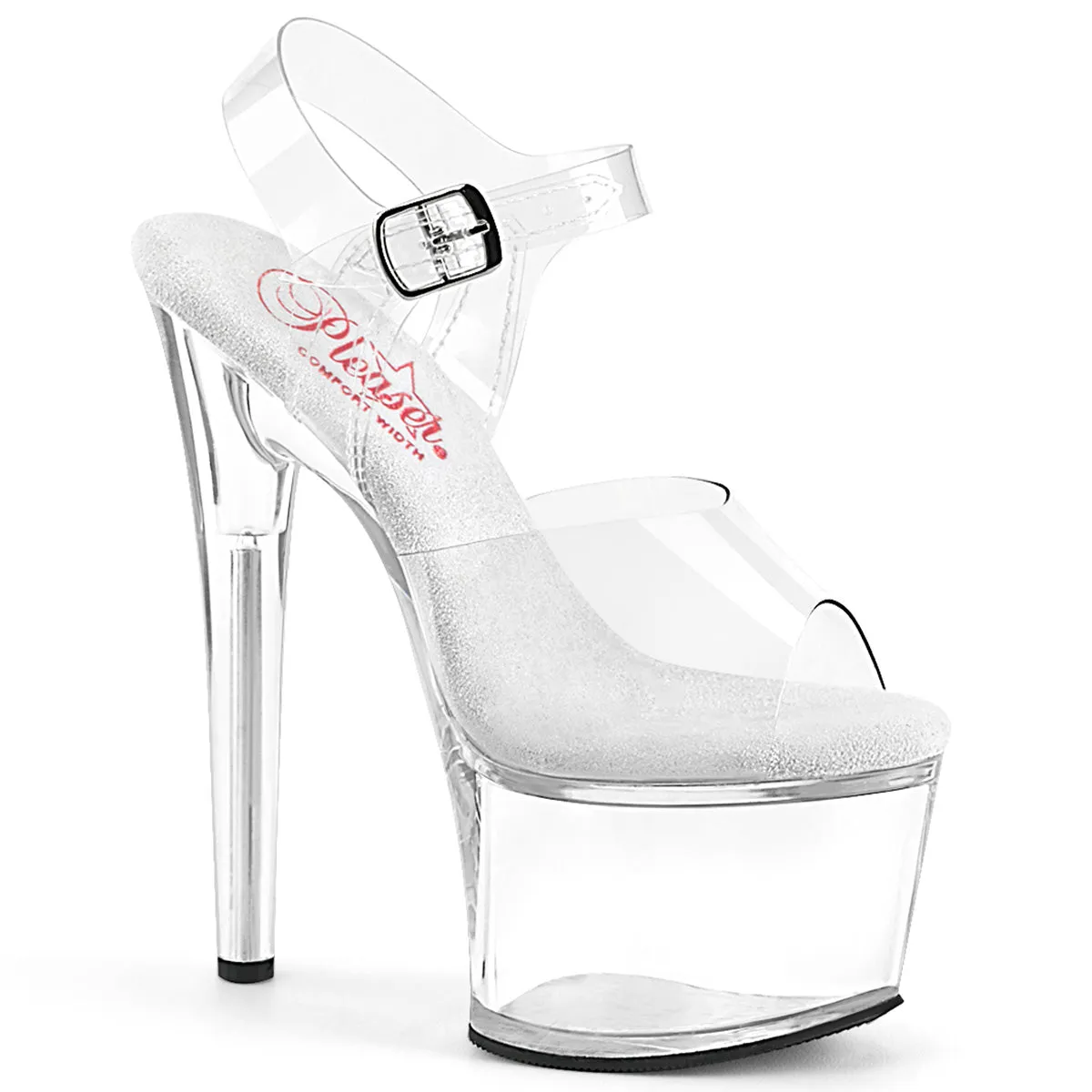 Passion-708 Clear Comfort Width, 7" Heels (Speed Heels)