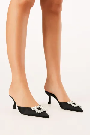 Promise Heels - Black Satin