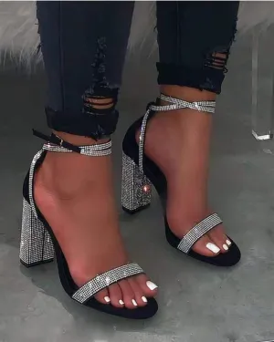 Rhinestone Bling Luxury Strap Heels