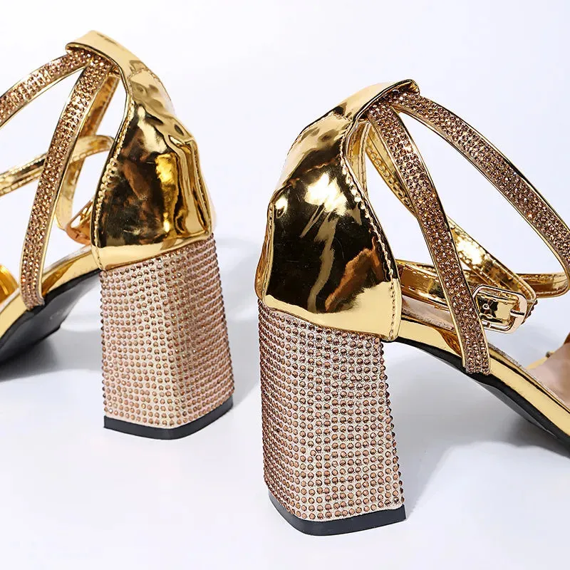 Rhinestone Bling Luxury Strap Heels