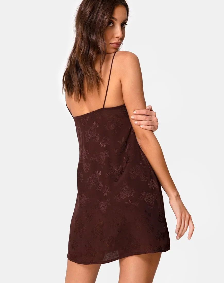 Ronina Mini Dress in Satin Rose Cocoa