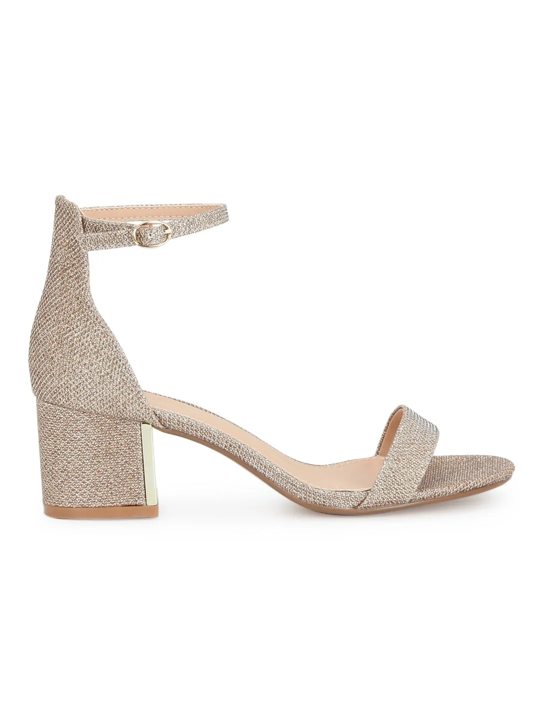 Rose Gold Shimmer Double Shaded Low Block Heels