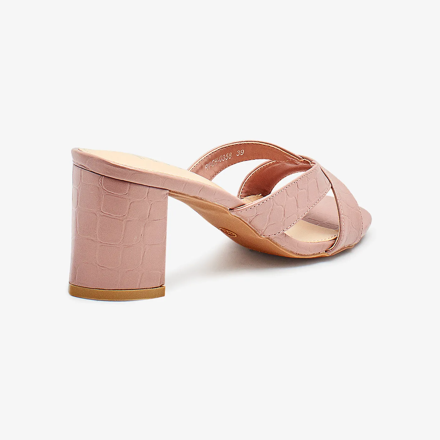 Rounded Square Shape Block Heels